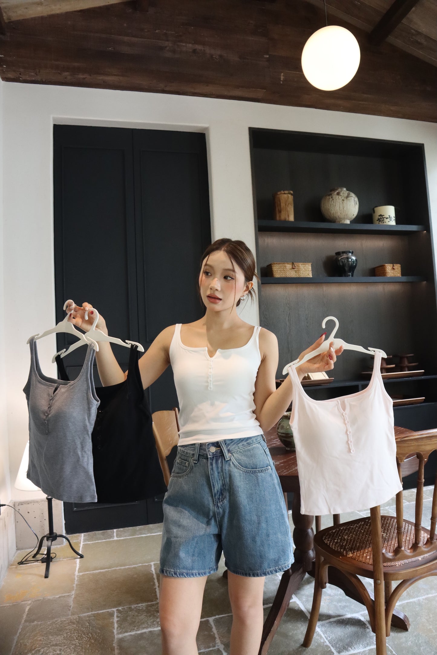 REGINA BUTTON TANK TOP