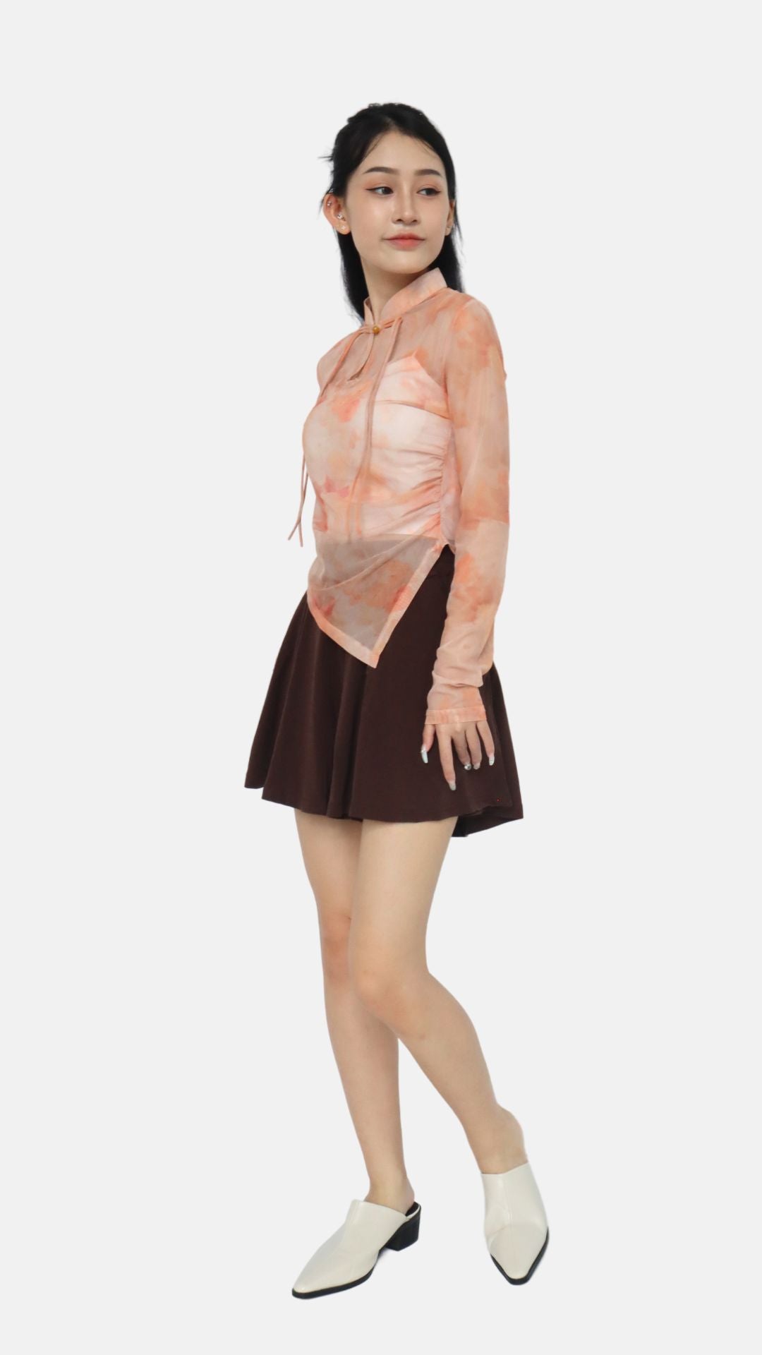 FORTUNA BLISS CHEONGSAM MESH TOP