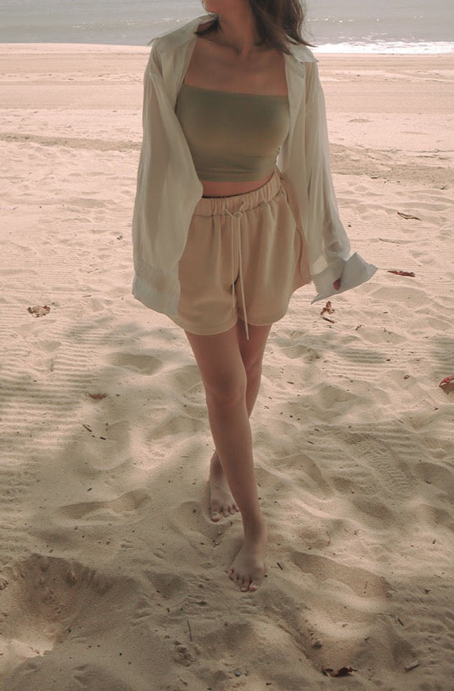 Beige Casual Shorts
