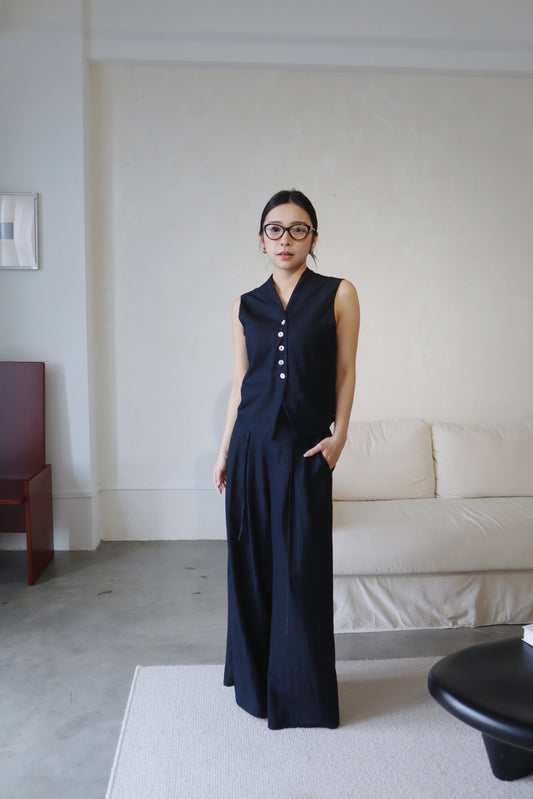MIDNIGHT BLUE VEST SUIT SET