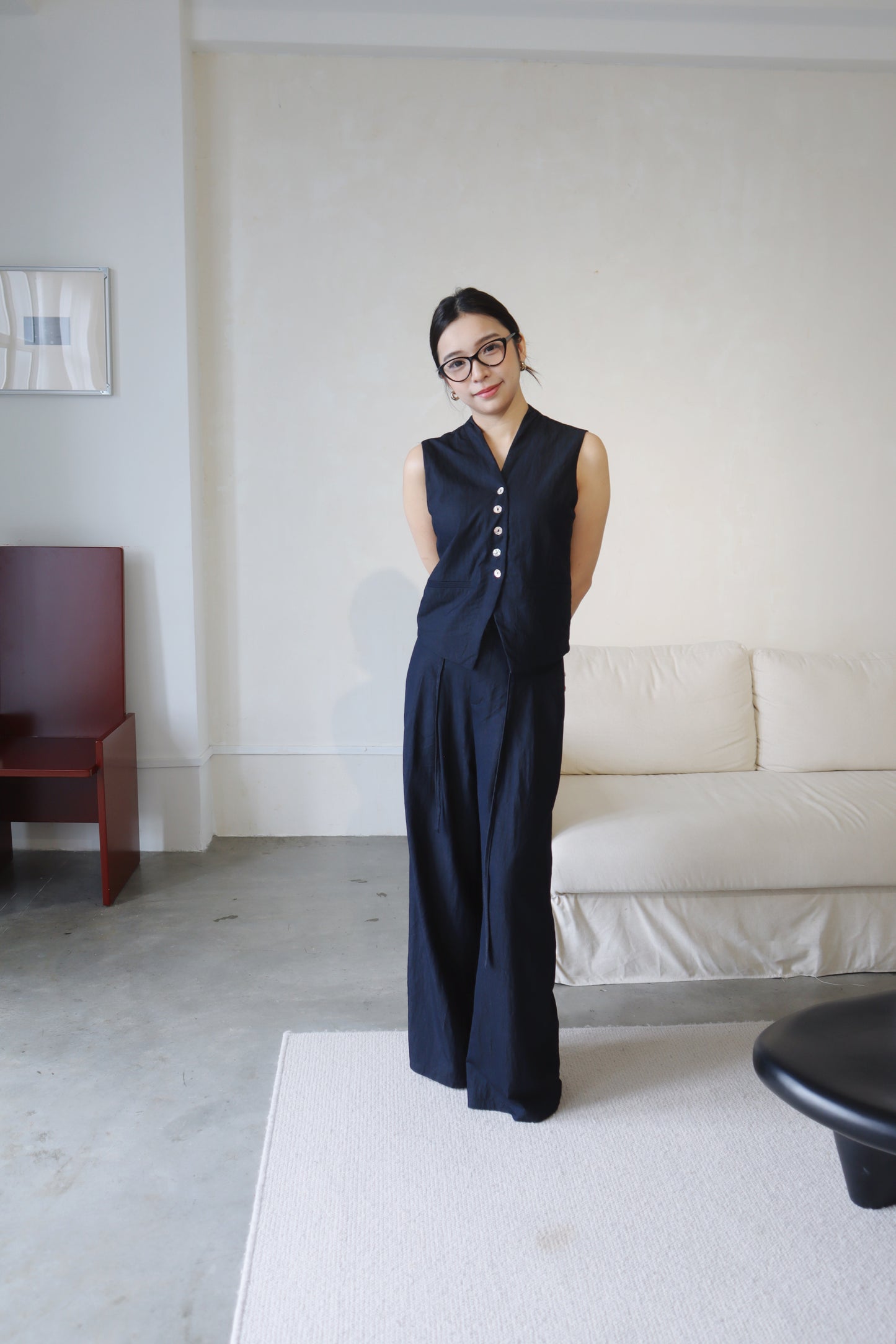 MIDNIGHT BLUE VEST SUIT SET