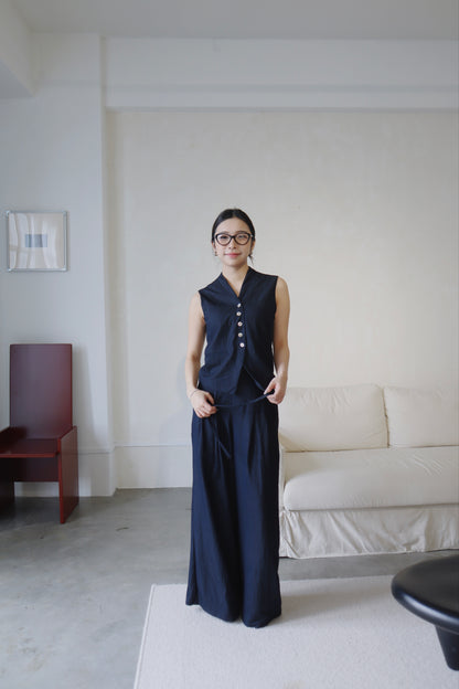 MIDNIGHT BLUE VEST SUIT SET