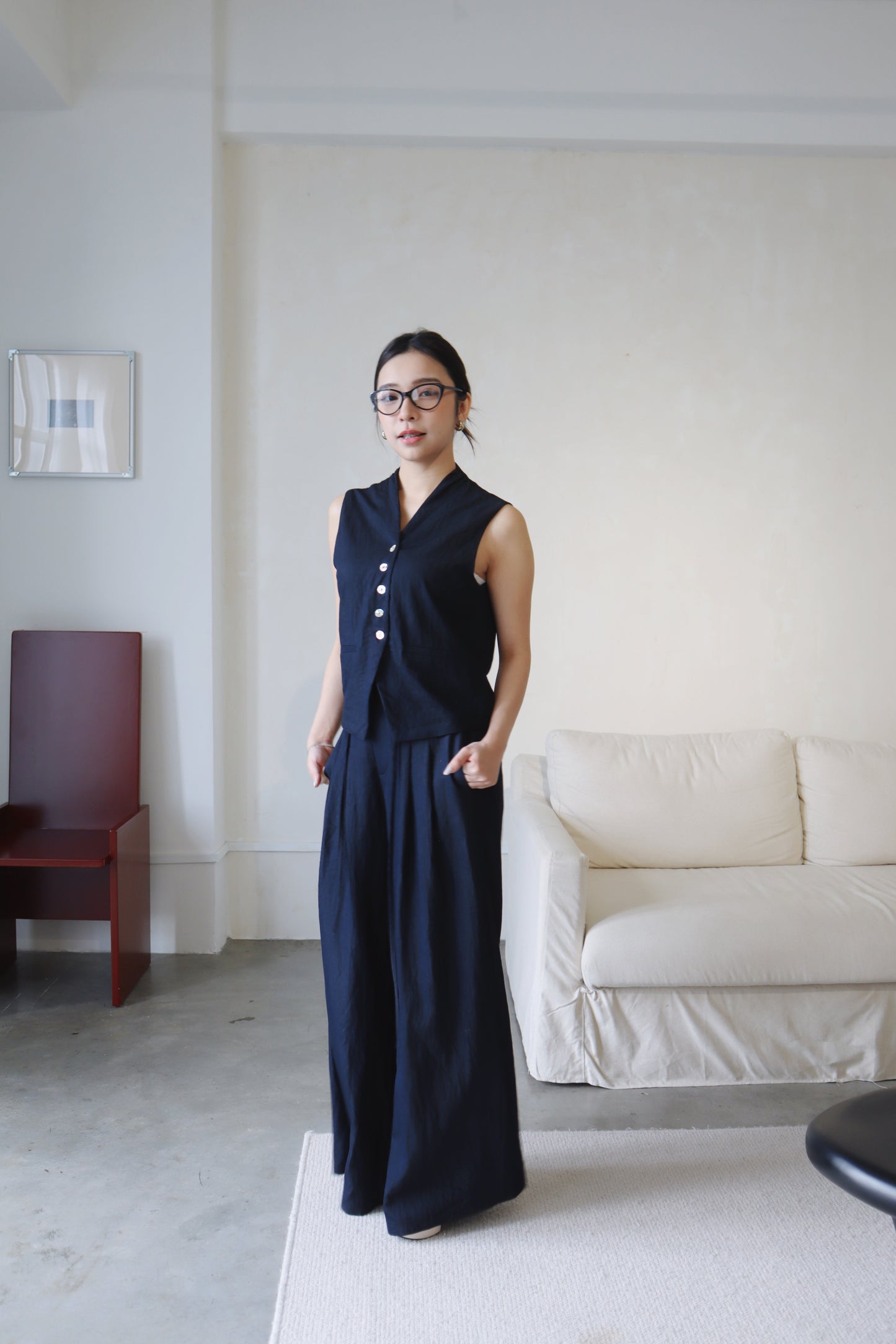 MIDNIGHT BLUE VEST SUIT SET