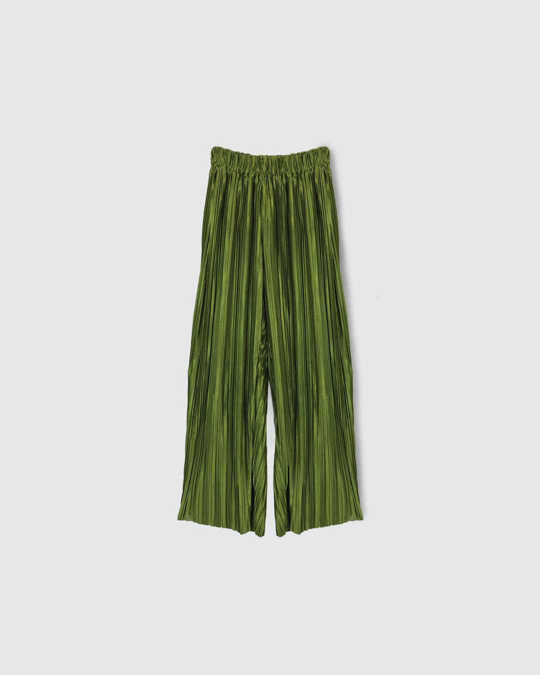 Ice Silk Pleated Green Wide Leg Pants